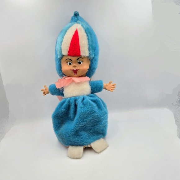 Union Gas Genie Mascot Plush Doll Light Blue Pajama Bag Vintage Pixie Wings Rubb - Picture 2 of 12